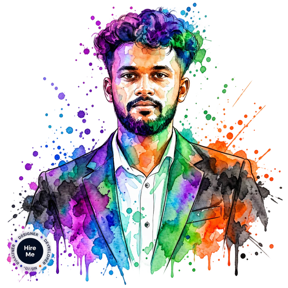 Watercolor portrait artwork of Kasun Tharaka