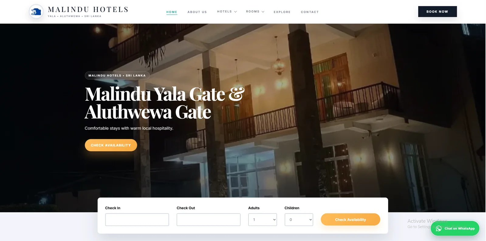 Malindu Hotels – Hospitality & Booking Website thumbnail