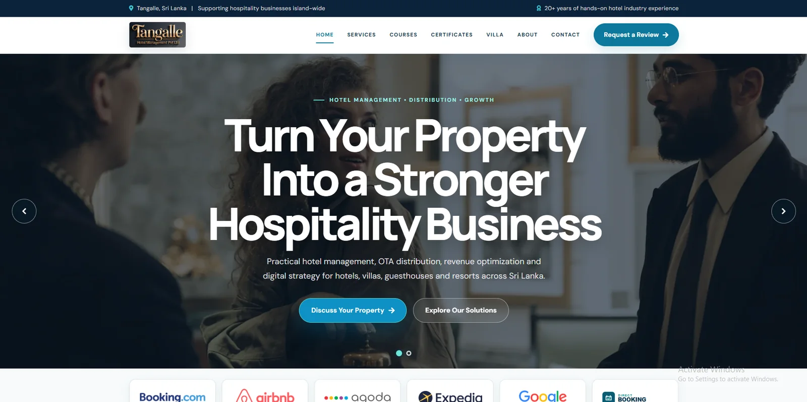Tangalle Hotel Management – Hospitality Growth Website thumbnail