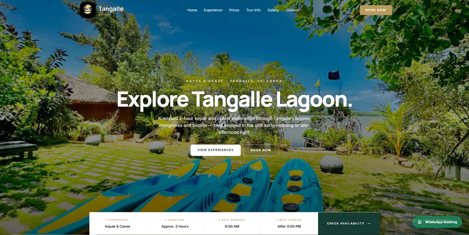 Tangalle Kayak – Lagoon Experience Website thumbnail