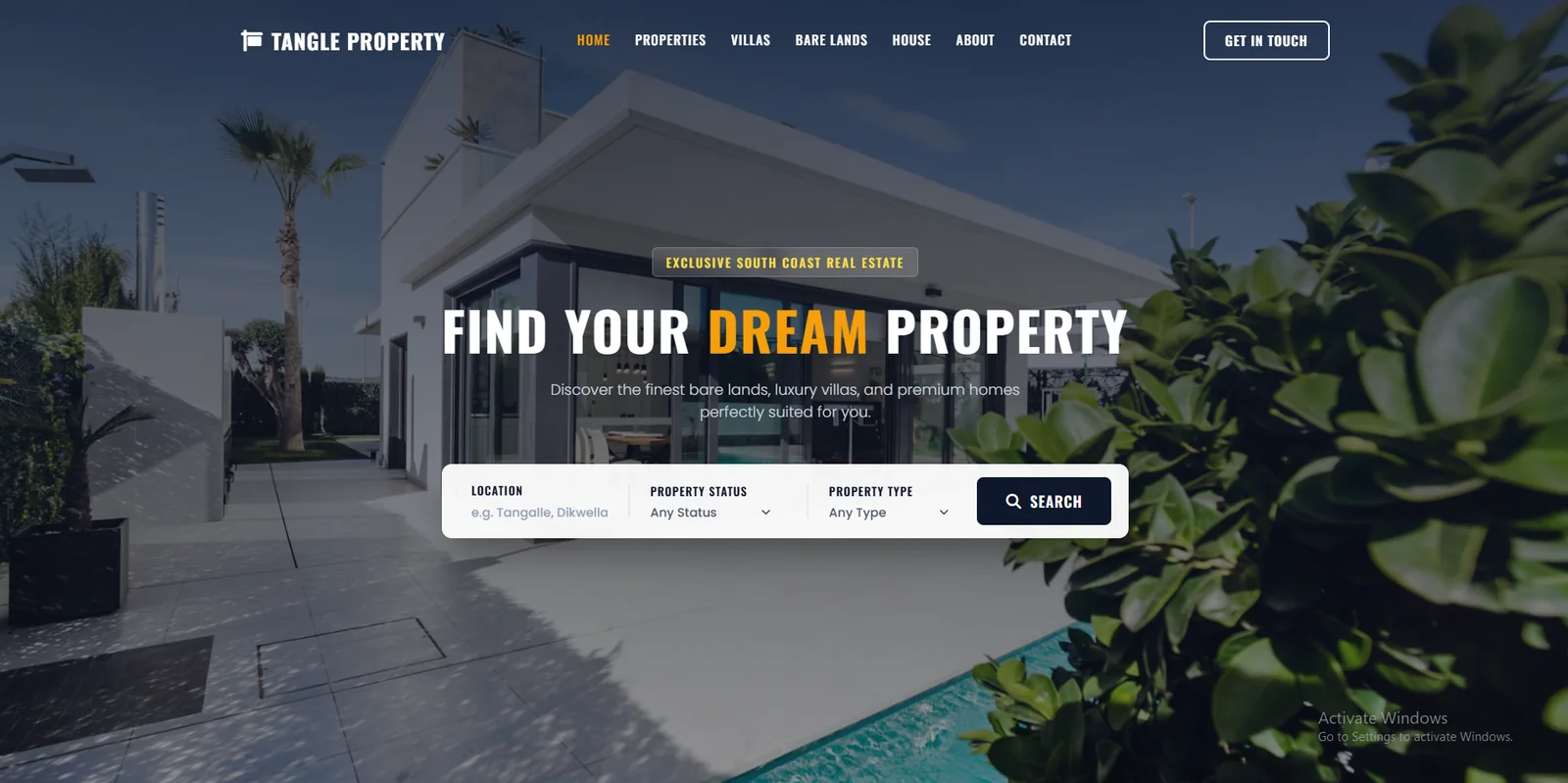 Tangle Property – South Coast Real Estate Website thumbnail
