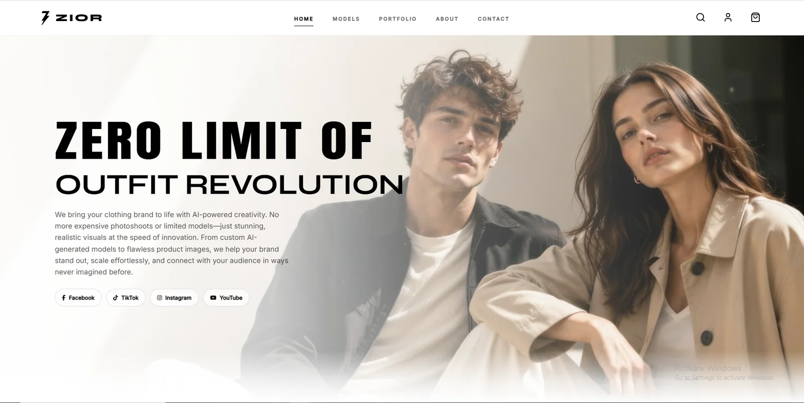 ZIOR – AI Fashion Visual Website thumbnail